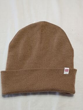 NWT Topo Designs Oatmeal Knit Wool Blend Beanie With Logo One Size Winter